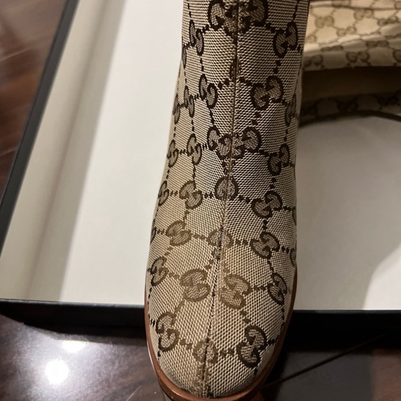 Gucci Beige Monogram canvas knee high boots 35.5 - Picture 6 of 8